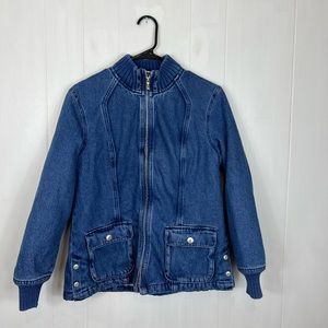 Vintage Denim Zip Up Moto Jacket Sz M